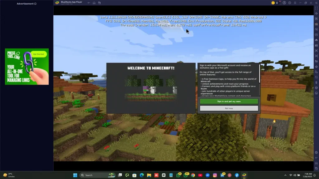 BlueStack Emulator Download on PC for Minecraft